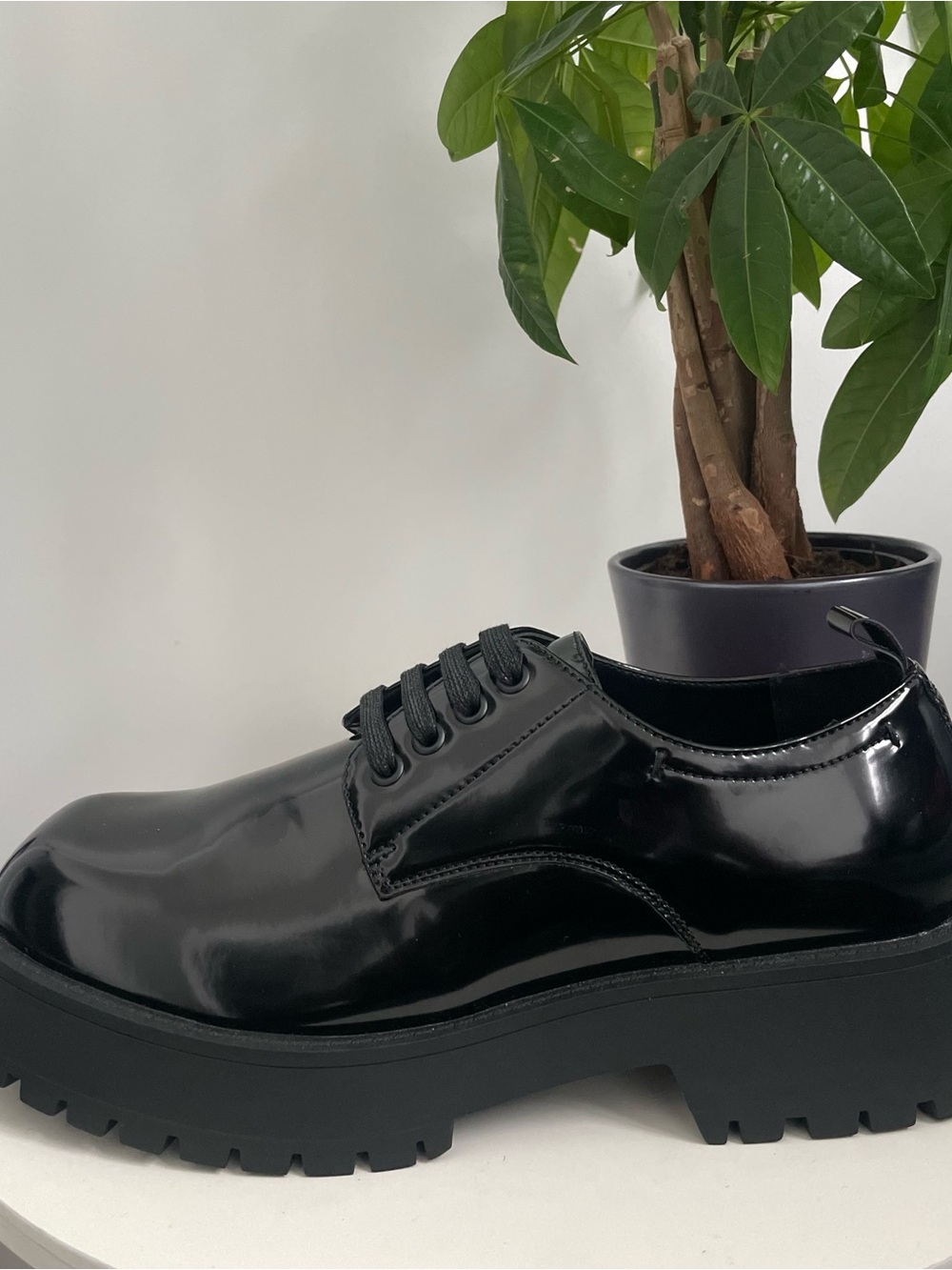 Men Size 11 ASOS Design chunky lace up shoes black faux leather new never worn